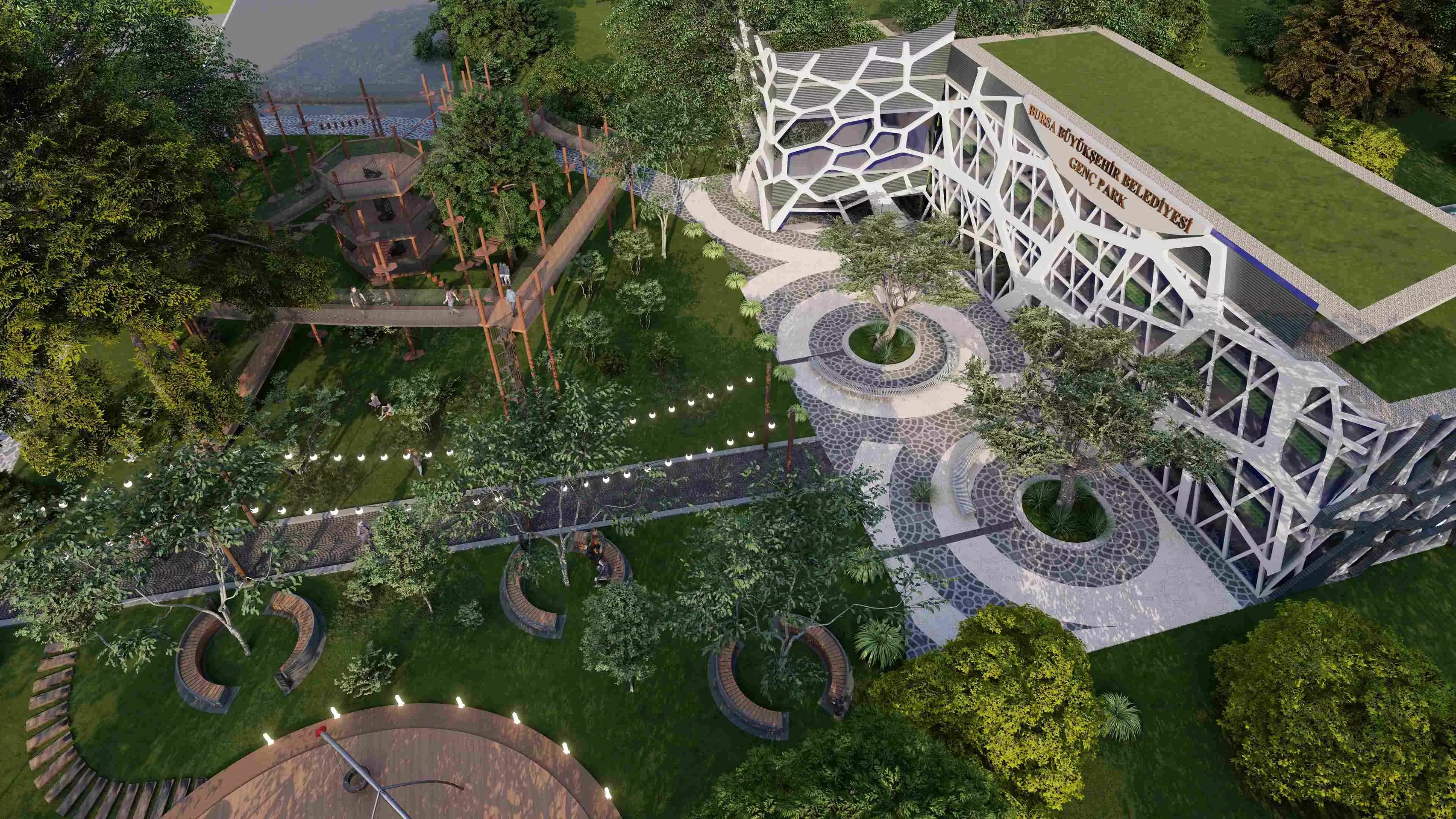 Mustafa Bozbey - Genç Park - Geleneksel oyun alanları daha çok 6-12 yaş grubunun gelişim düzeyine göre yetişkinlerce tasarlanmış olup ergen yaş grubunu (12-18 yaş) kapsamamaktadır. Kamusal alandan mahrum kalan bu yaş grubu, akranlarıyla sosyalleşmekten uzak ve dolayısıyla dışlanmış hissetmektedirler. Özellikle genç kızlar kamusal alandan daha çok izole durumdadır. Çocuklara, gençlere, kız ve erkek çocuklarına duyarlı ve onları kapsayan kamusal alanlar tasarlanmasını içeren bu proje sosyal uyum ve diyaloğu odağa alarak gençlerin ve çocukların buluşabileceği kentsel alan tasarımını onlarla birlikte yapmayı içermektedir.