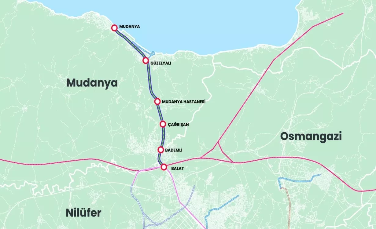 Mustafa Bozbey - Metrobüs Hattı (12.6 km) - Balat, Bademli, Çağrışan, Mudanya Hastanesi, Güzelyalı, Yeni Mahalle, İstasyon, Mudanya